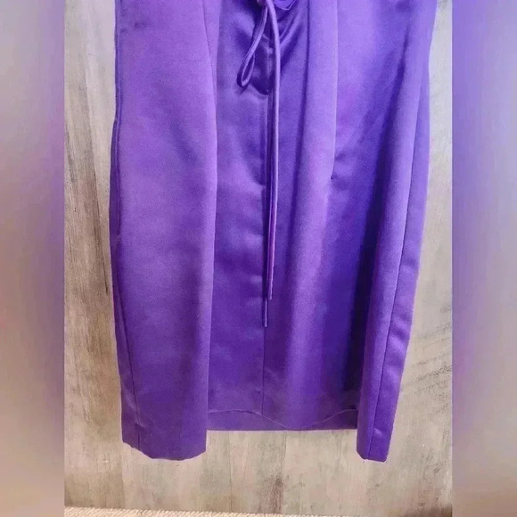 Jessica Mcclintock for Gunne Sax 70s Purple Satin Halter Tie Up Mini Dress 7 - Picture 7 of 9